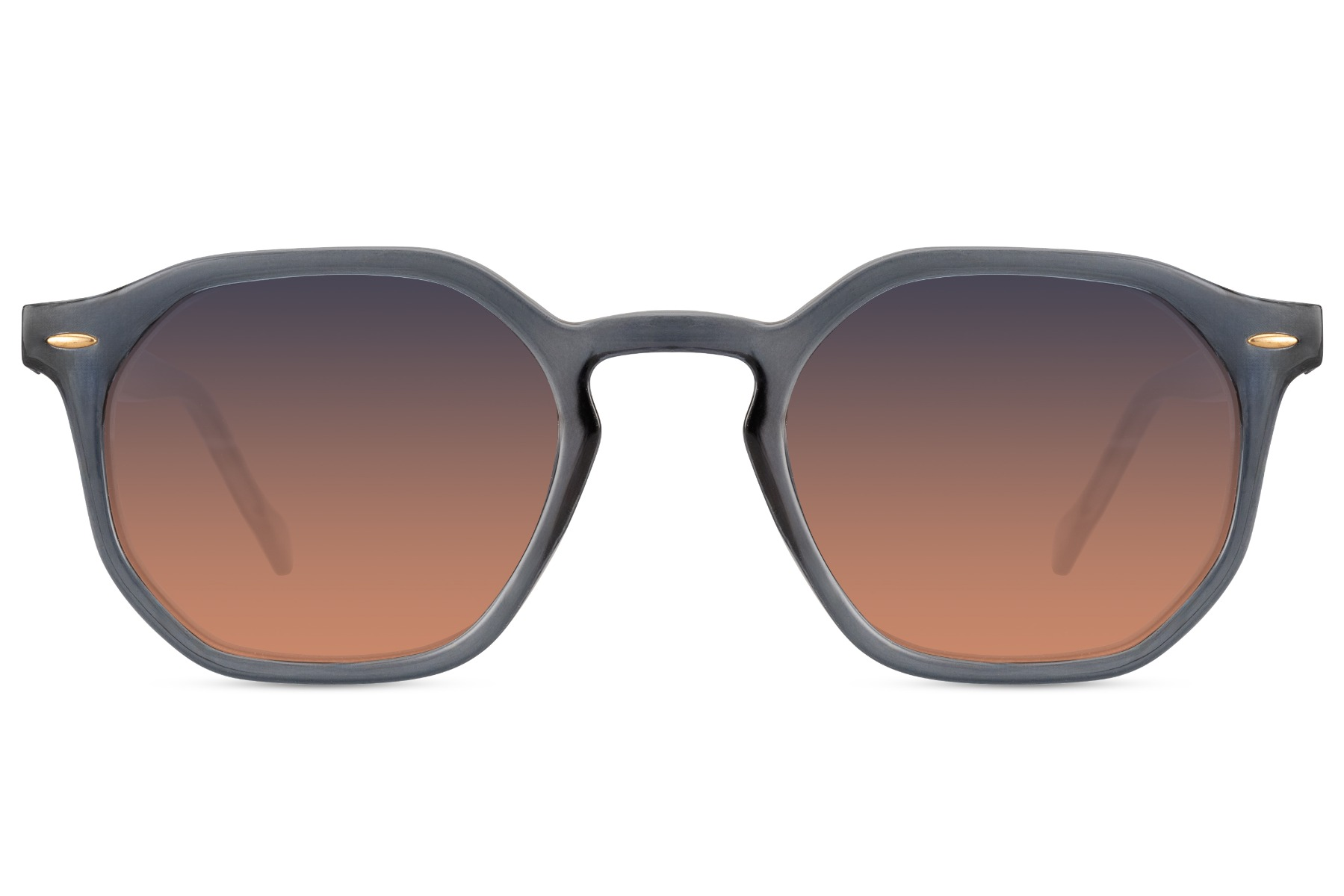 Gafas de Sol Geométricas Montura Azul Gris Lente Naranja Eco