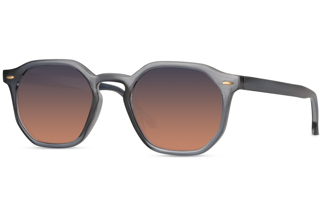 Gafas de Sol Geométricas Montura Azul Gris Lente Naranja Eco