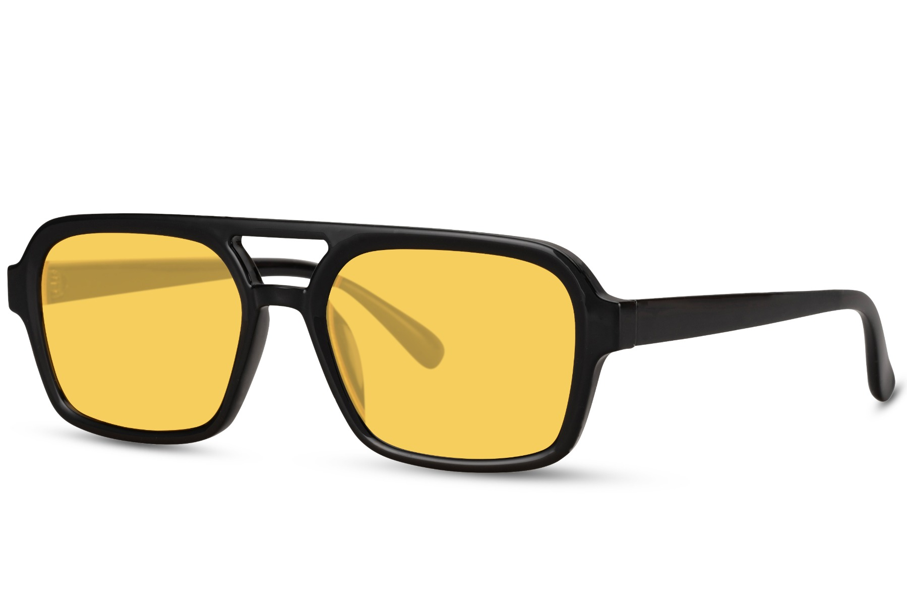 Gafas de Sol Aviador Cuadrado Montura Negra Lente Amarilla Eco