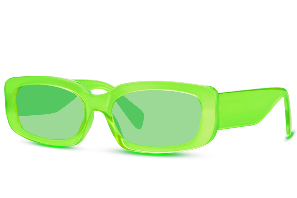 Gafas de Sol Rectangulares Montura Verde Lente Verde