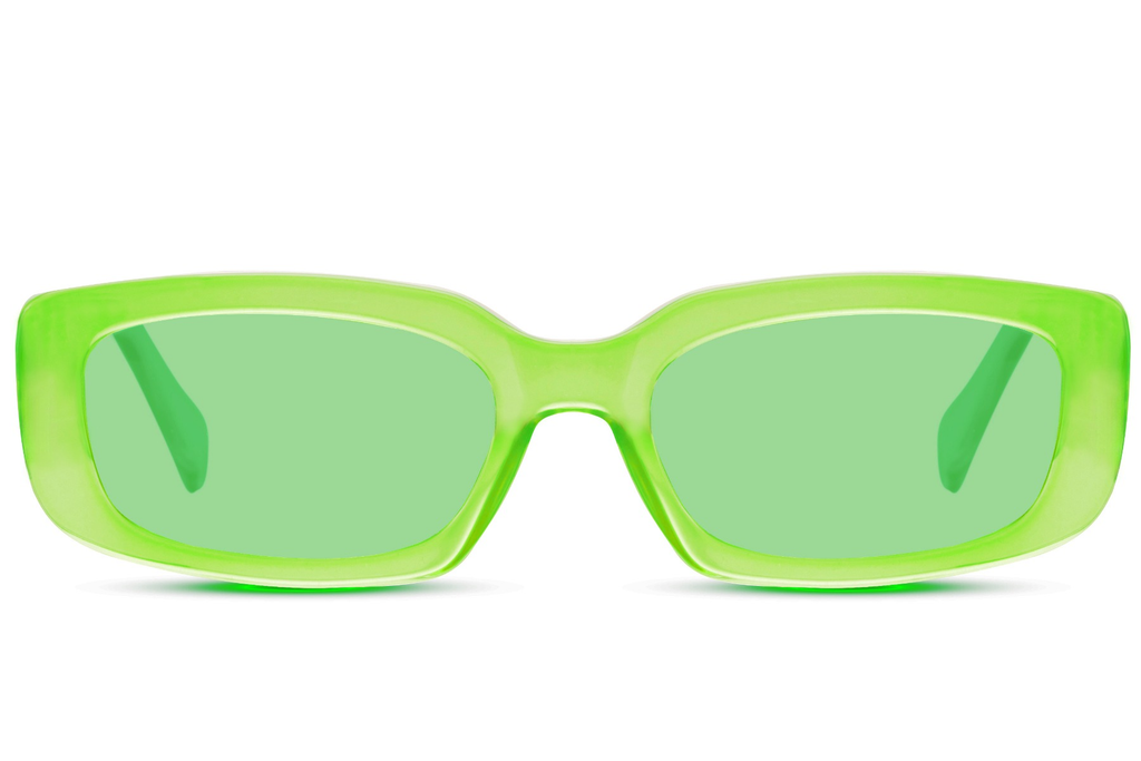Gafas de Sol Rectangulares Montura Verde Lente Verde