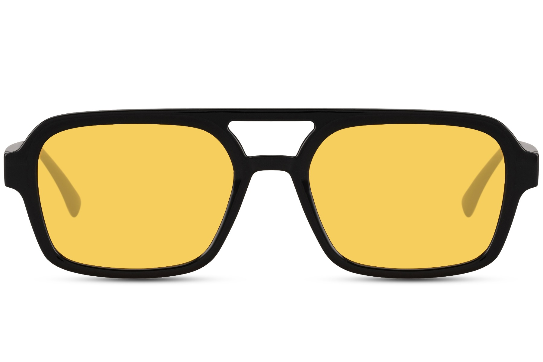Gafas de Sol Aviador Cuadrado Montura Negra Lente Amarilla Eco
