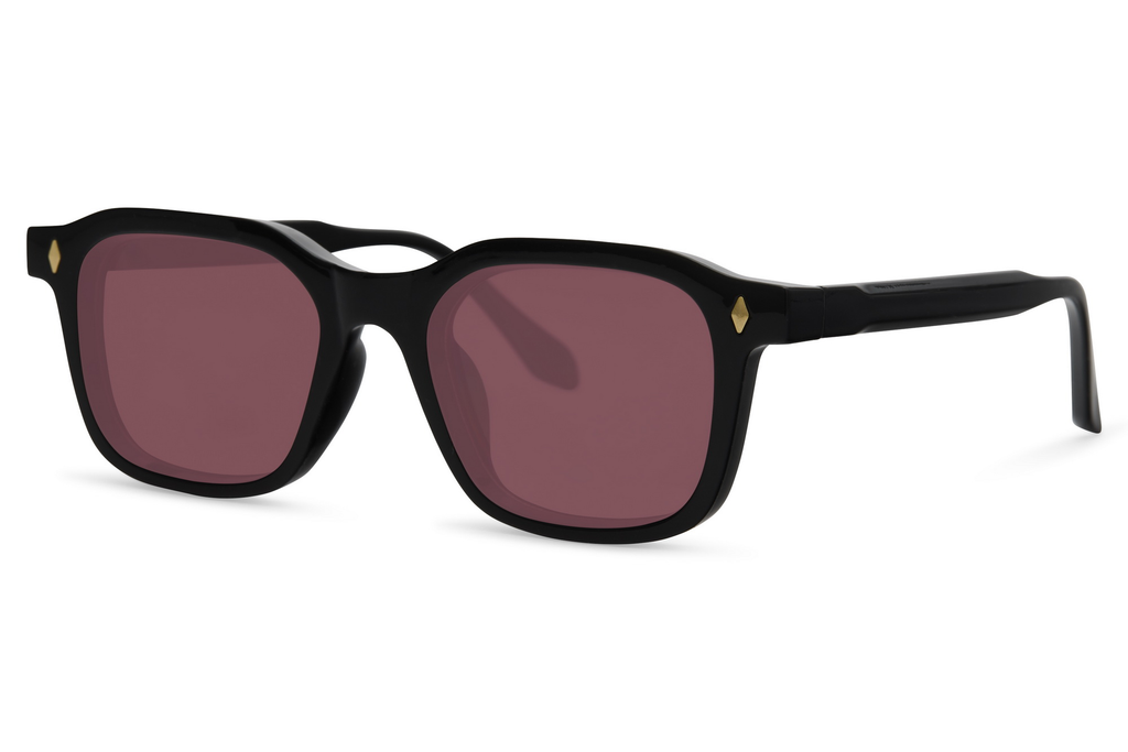 Gafas de Sol Cuadradas Montura Negra Lente Rosa