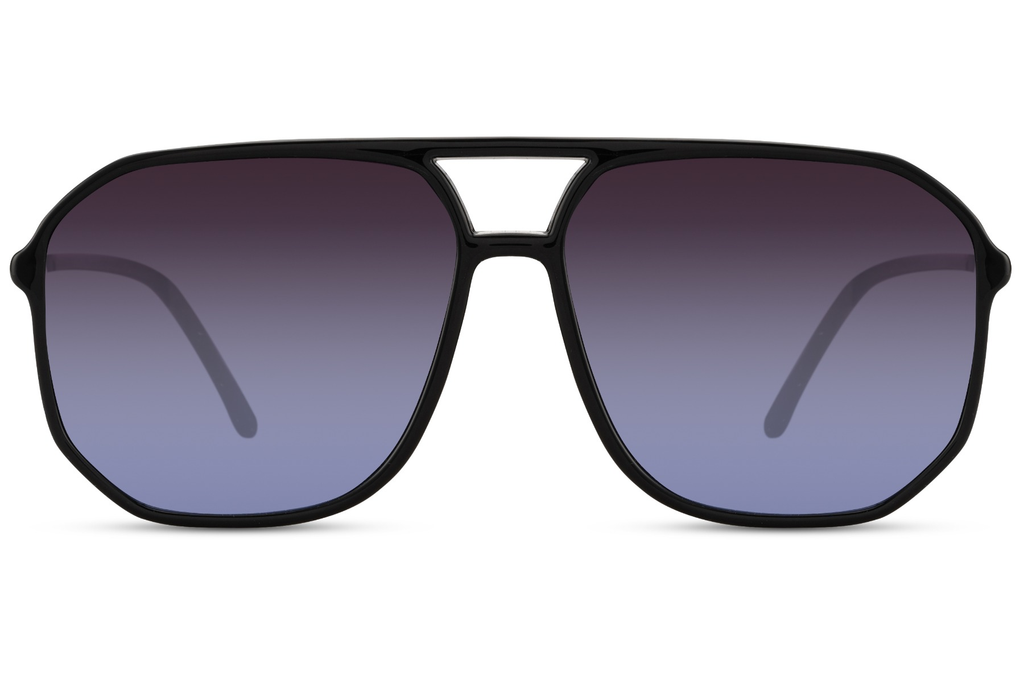 Gafas de Sol Aviador Montura Negra Lente Morada Eco