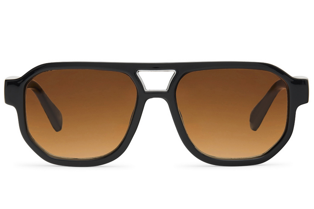 Gafas de Sol Aviador Chunky Montura Negra Lente Naranja Eco