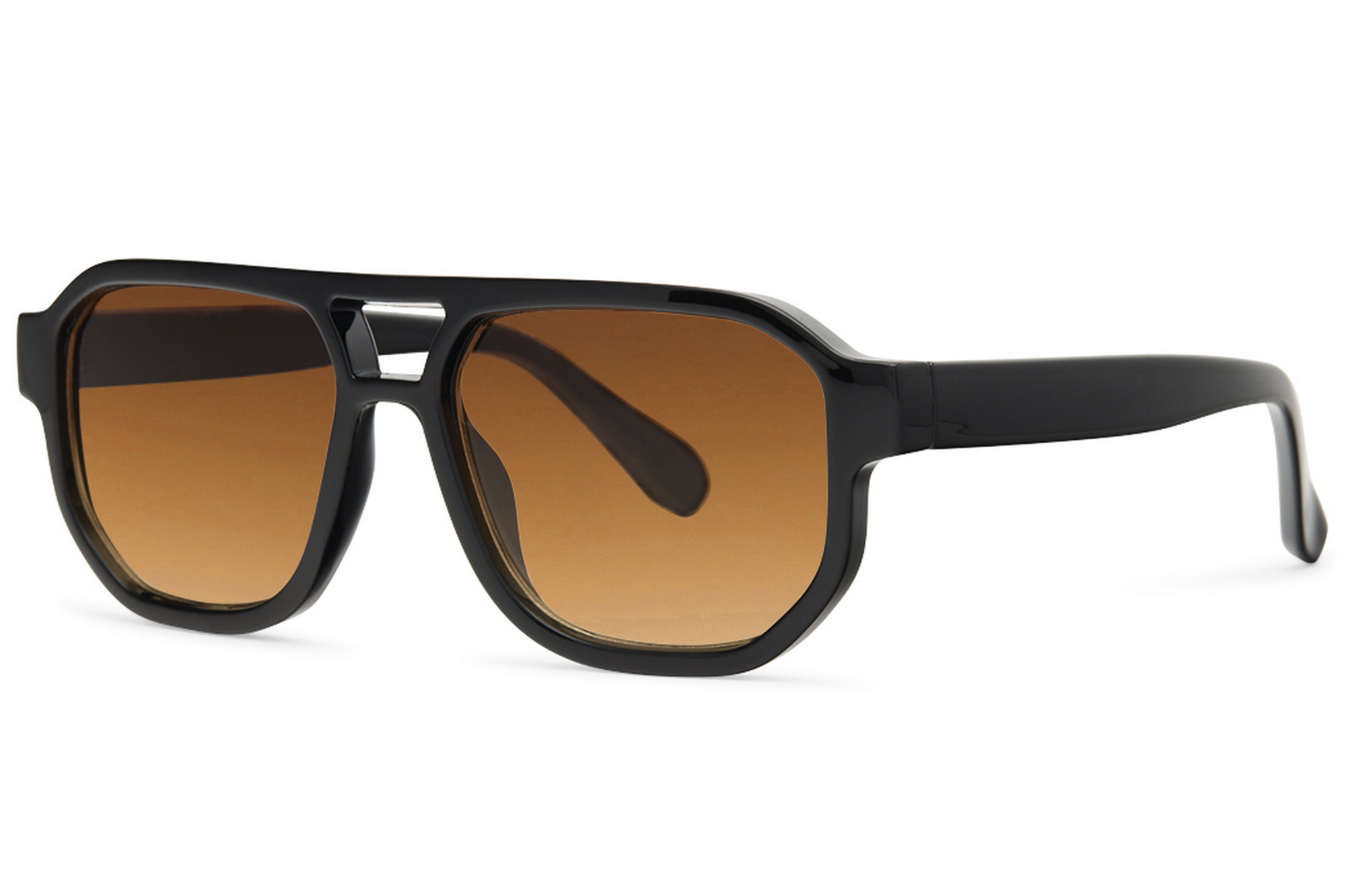 Gafas de Sol Aviador Chunky Montura Negra Lente Naranja Eco